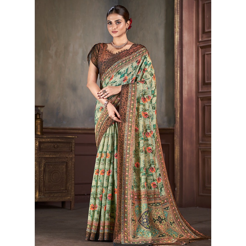 Multicolor Dupion Silk Saree With Blouse Piece - JD986583531