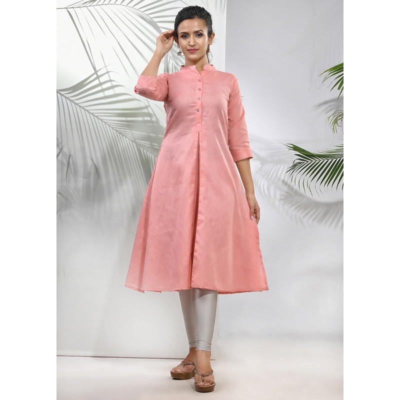 Peach Readymade Cotton Kurti - JD986583379