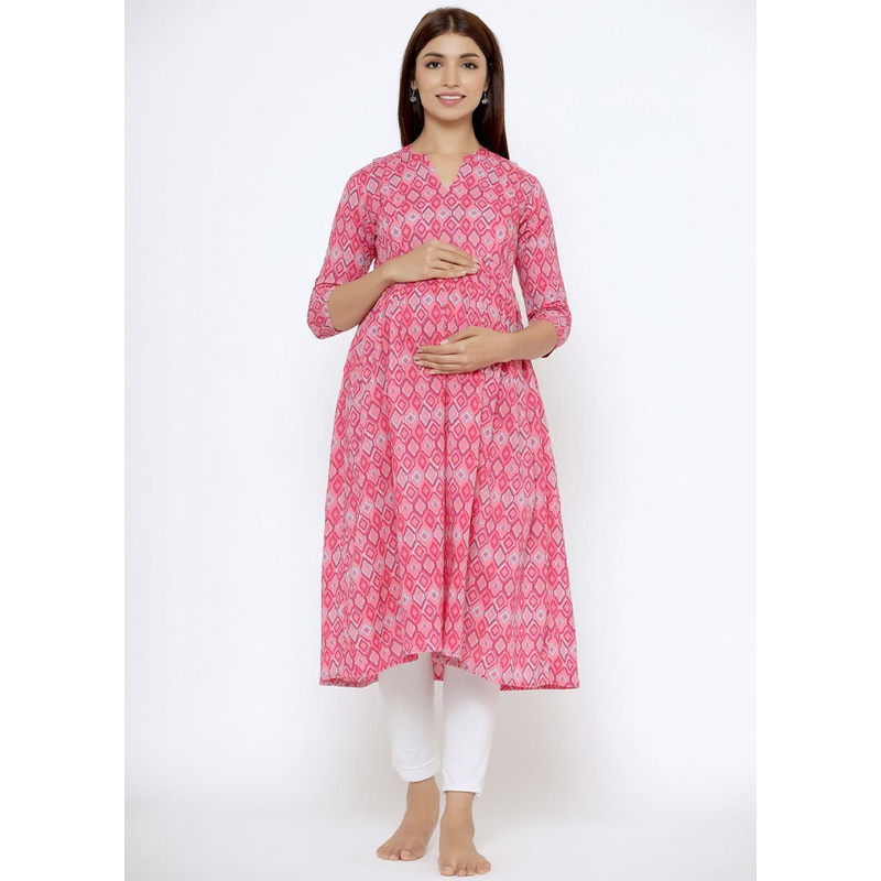 Pink Pure Readymade Cotton Maternity Kurti - JD986583462