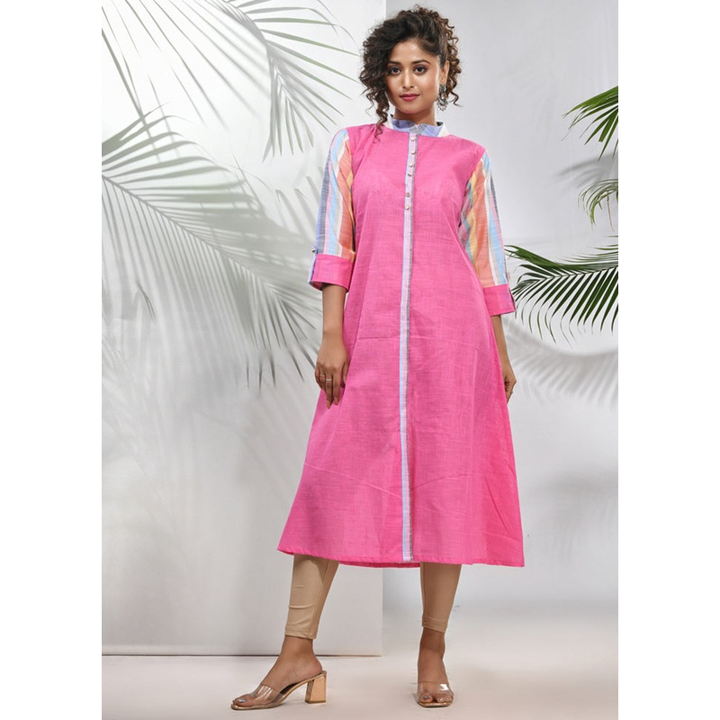 Pink Readymade Cotton Kurti - JD986583376