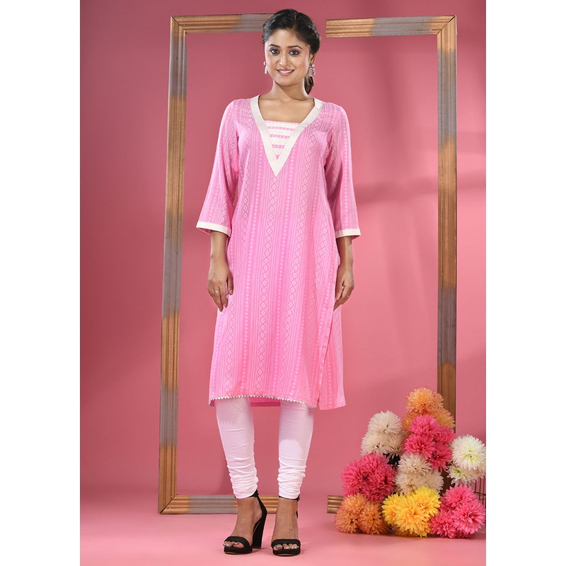 Pink Readymade Cotton Kurti - JD986583377