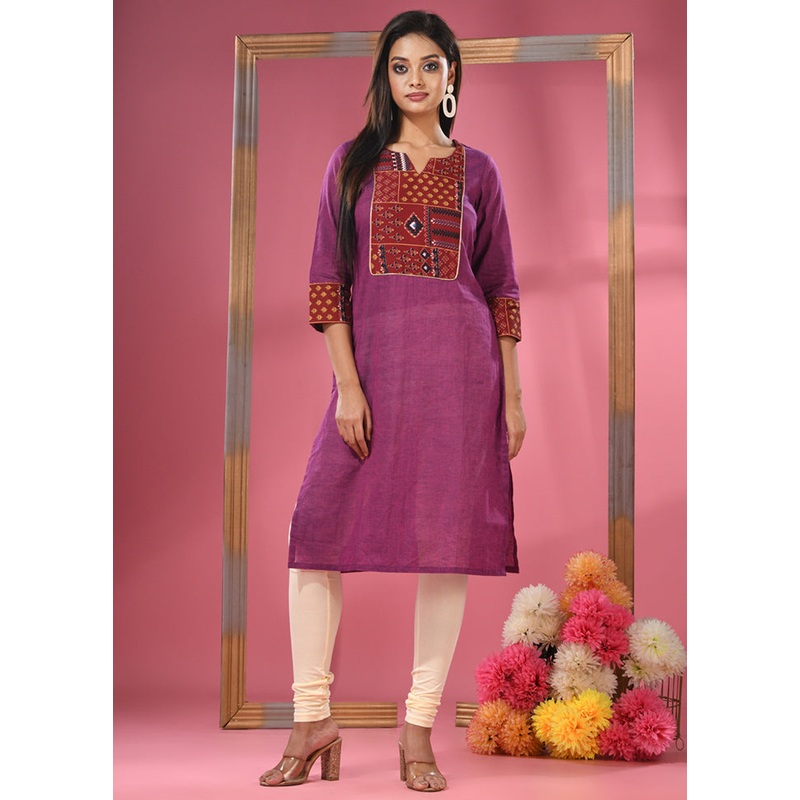 Purple Readymade Cotton Kurti - JD986583374