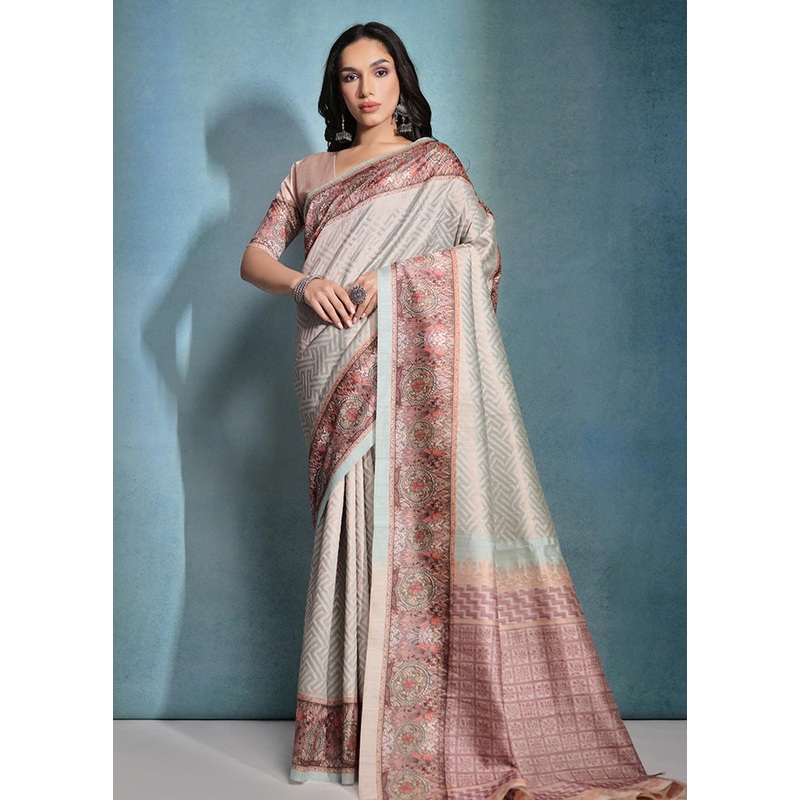 Sea Green Dupion Silk Saree With Blouse Piece - JD986583510