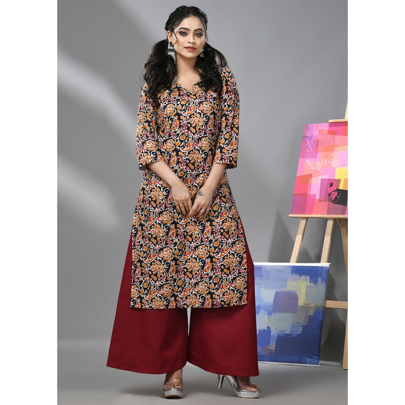 2 Pc Black Readymade Cotton Kurti Set - JD986583350