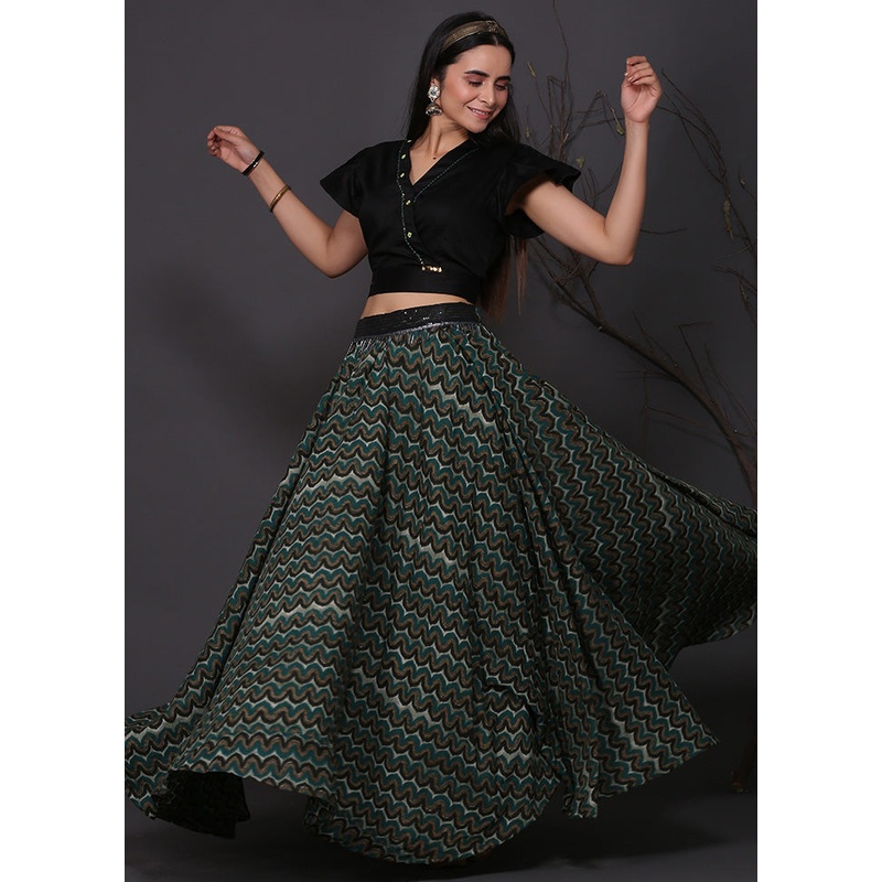 2 Pc Green Readymade Cotton Top Set - JD986583173