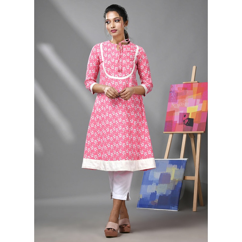 2 Pc Pink Readymade Cotton Kurti Set - JD986583343