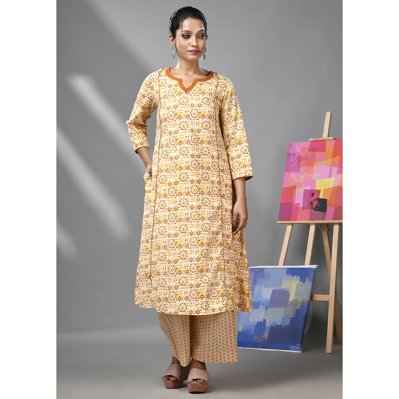 2 Pc White Readymade Cotton Kurti Set - JD986583329