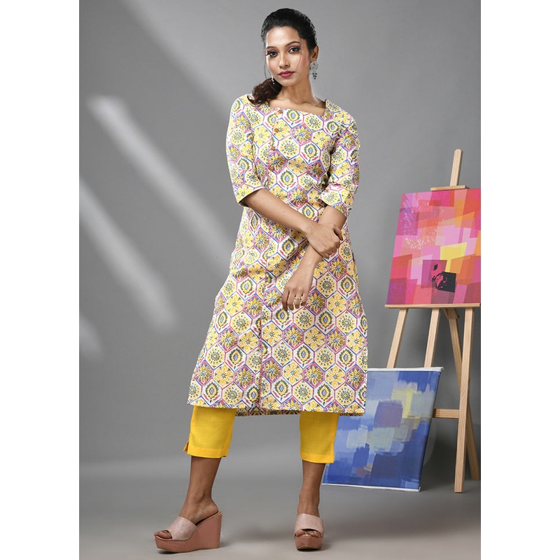 2 Pc White Readymade Cotton Kurti Set - JD986583336