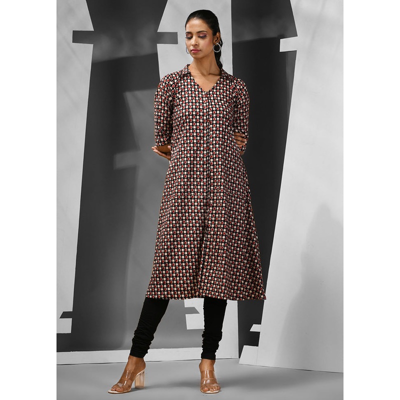 Black Readymade Cotton Kurti - JD986583209