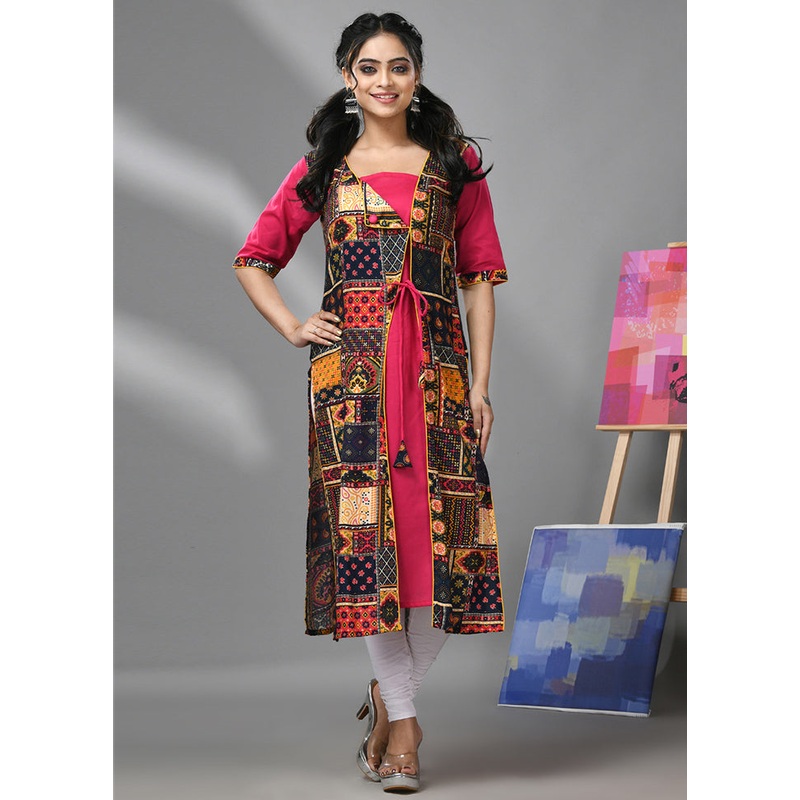 Black Readymade Rayon Kurti - JD986583307