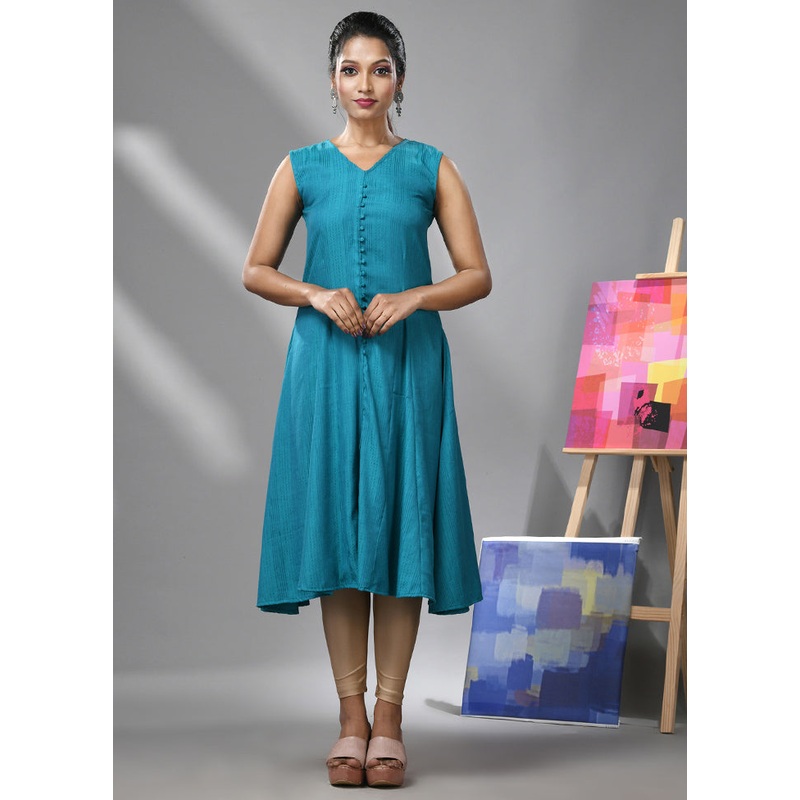 Blue Readymade Rayon Kurti - JD986583305