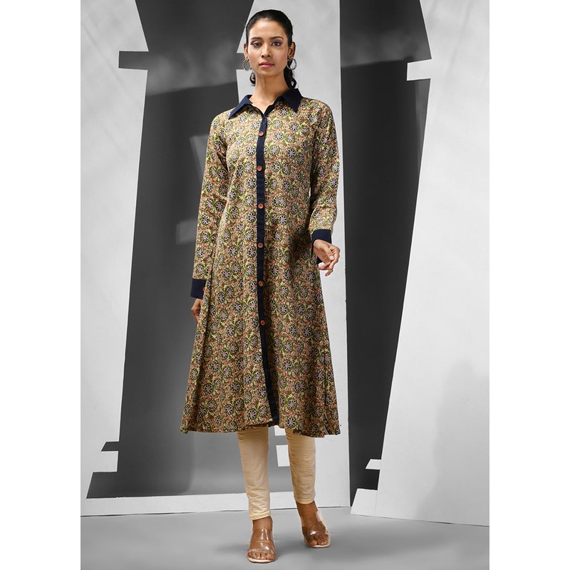 Green Readymade Cotton Kurti - JD986583206