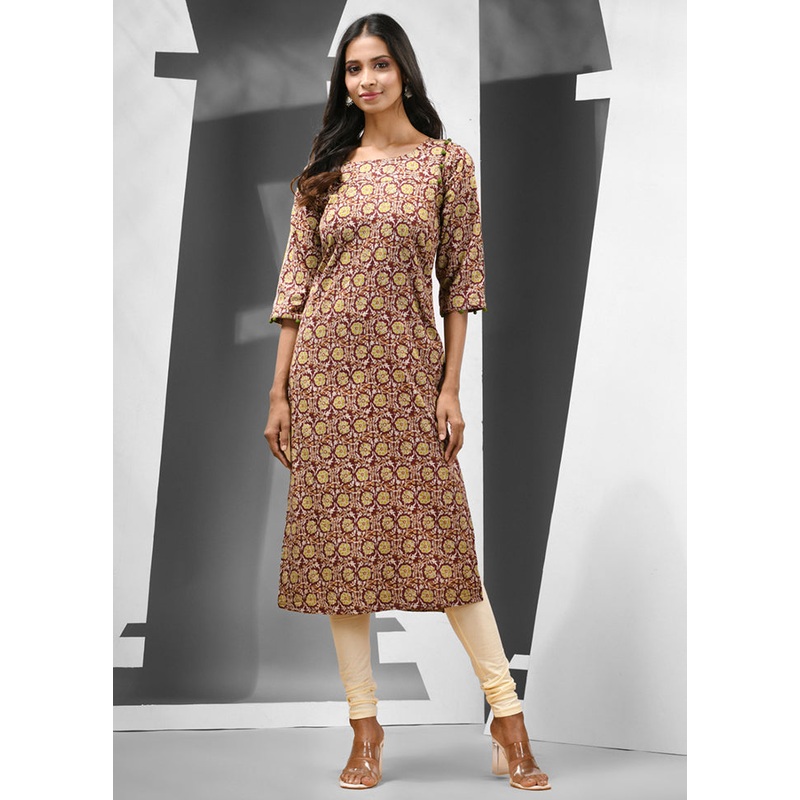 Maroon Readymade Cotton Kurti - JD986583202