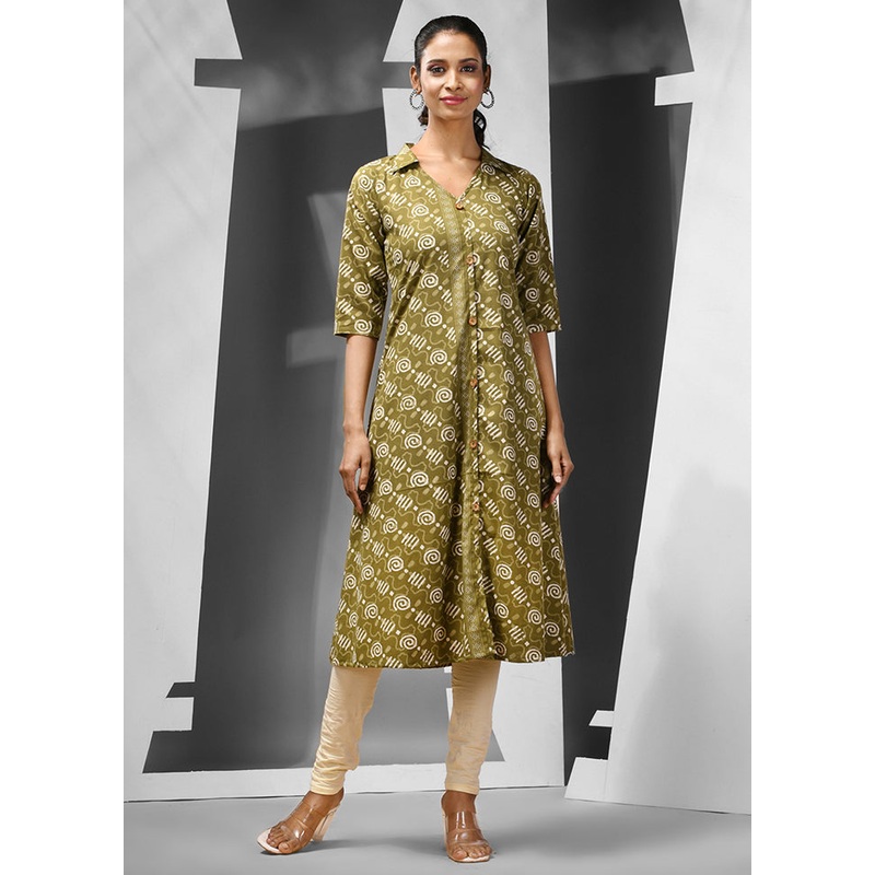 Mehendi Readymade Cotton Kurti - JD986583201
