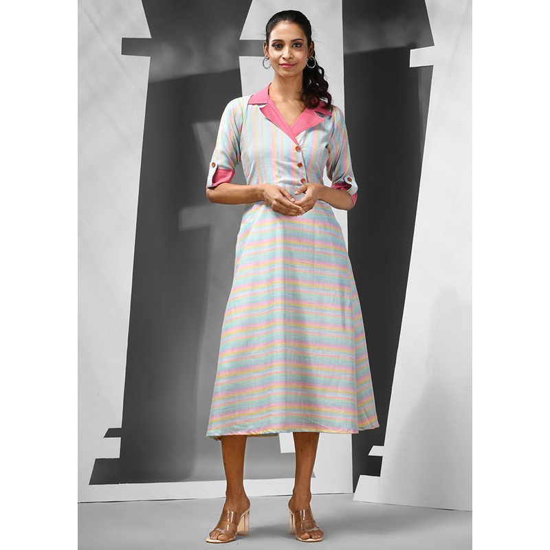 Multicolor Readymade Cotton Indian Dress - JD986583199