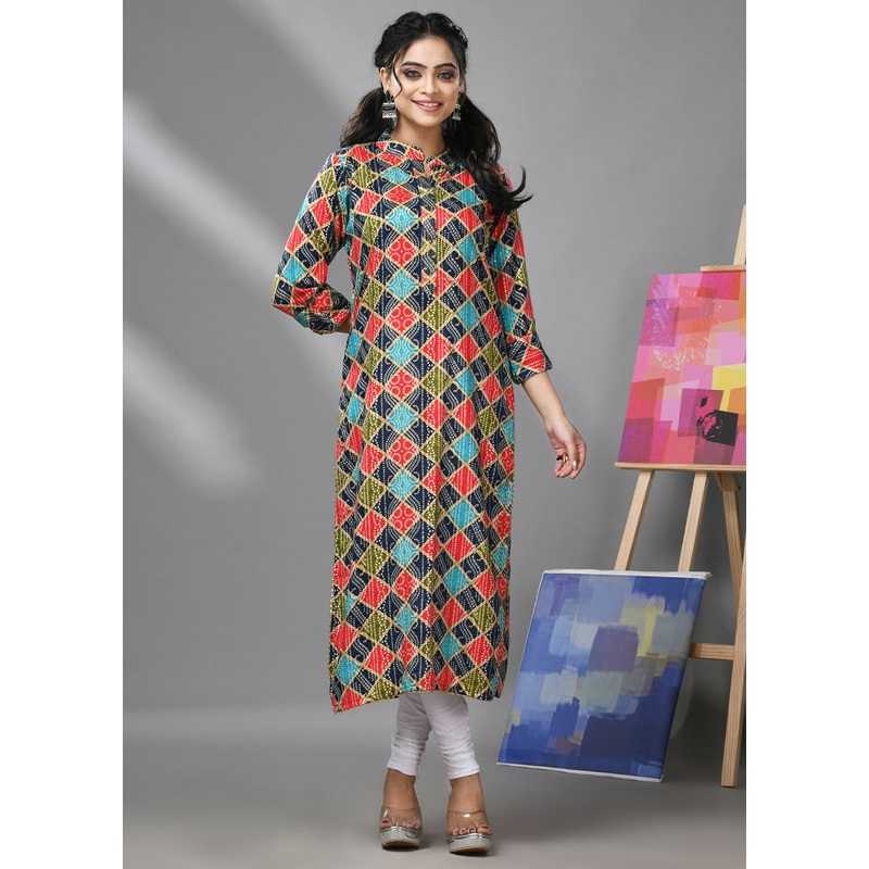 Multicolor Readymade Rayon Kurti - JD986583300