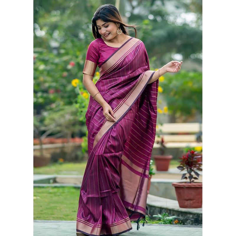Pink Dupion Silk Saree With Blouse Piece - JD986583249