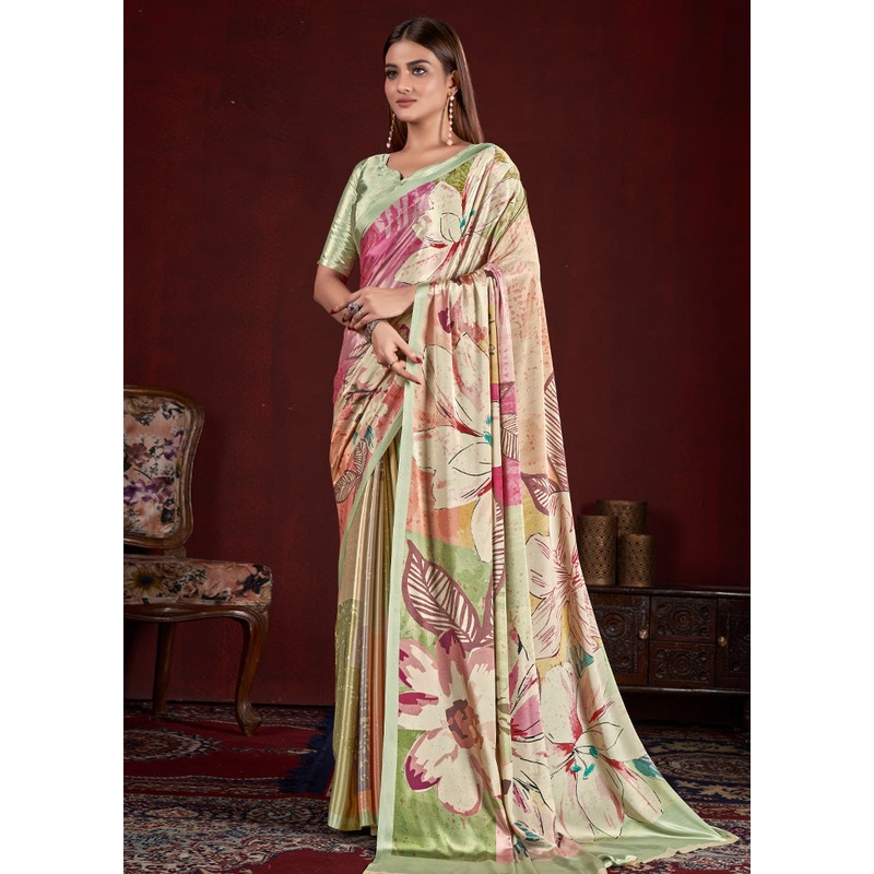 Pista Green Dupion Silk Saree With Blouse Piece - JD986583244