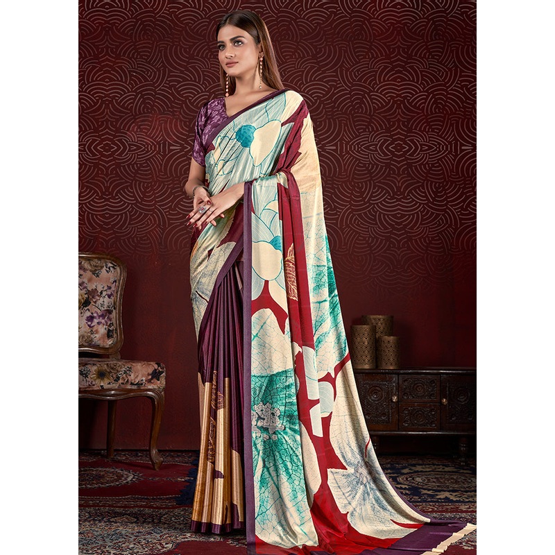 Purple Dupion Silk Saree With Blouse Piece - JD986583242