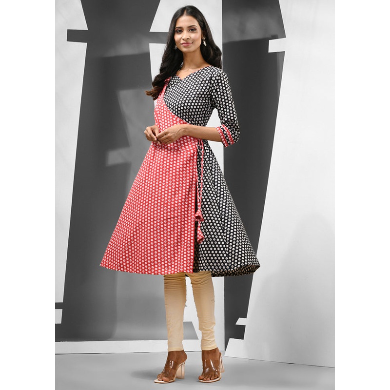 Red Readymade Cotton Kurti - JD986583194