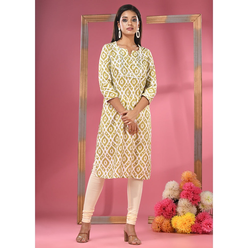 Sea Green Readymade Cotton Kurti - JD986583367