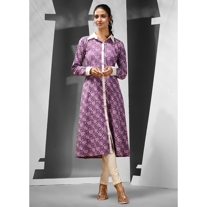 Violet Readymade Cotton Kurti - JD986583189