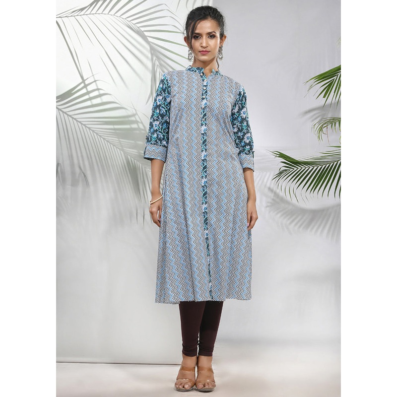 White Readymade Cotton Kurti - JD986583361