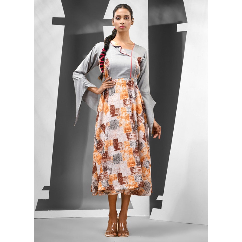 White Readymade Silk Indian Dress - JD986583183