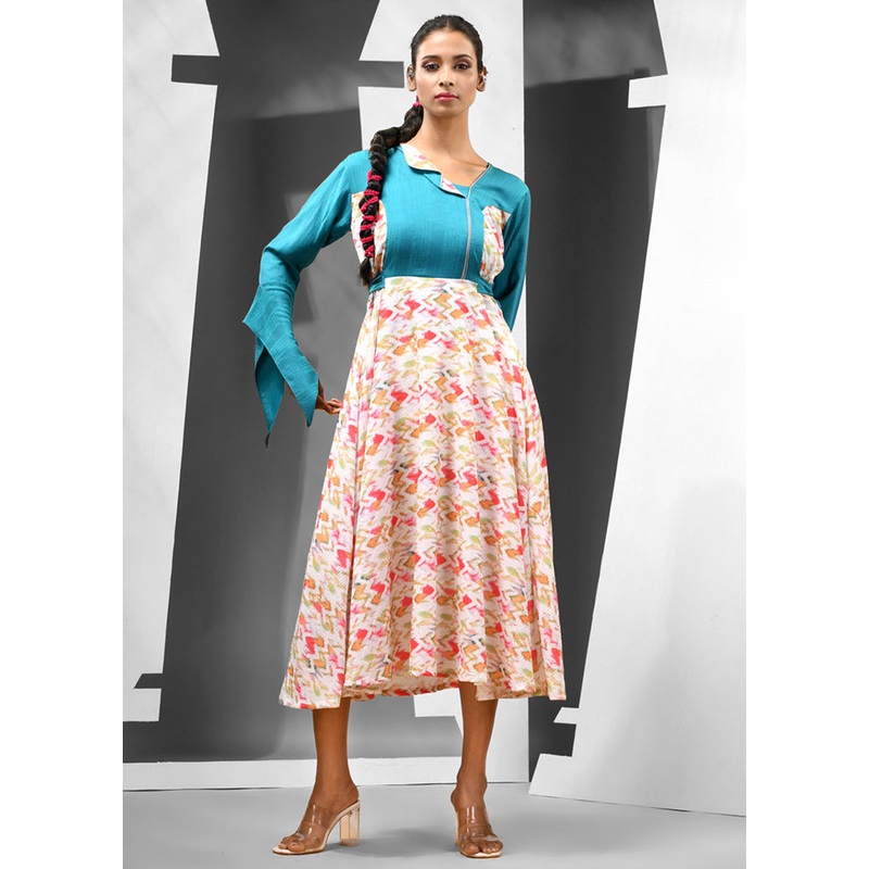 White Readymade Silk Indian Dress - JD986583184