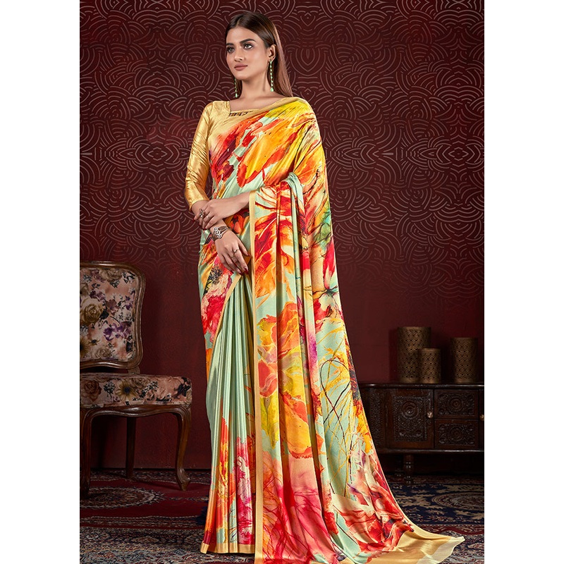 Yellow Dupion Silk Saree With Blouse Piece - JD986583235