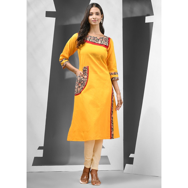 Yellow Readymade Cotton Kurti - JD986583182