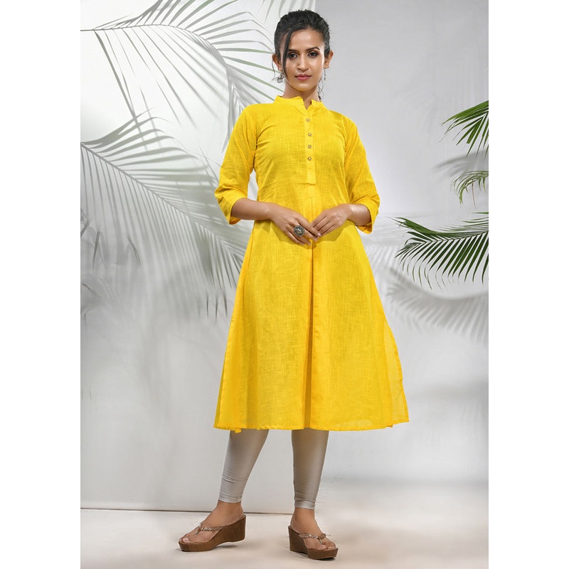 Yellow Readymade Cotton Kurti - JD986583355