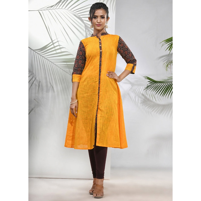 Yellow Readymade Cotton Kurti - JD986583356