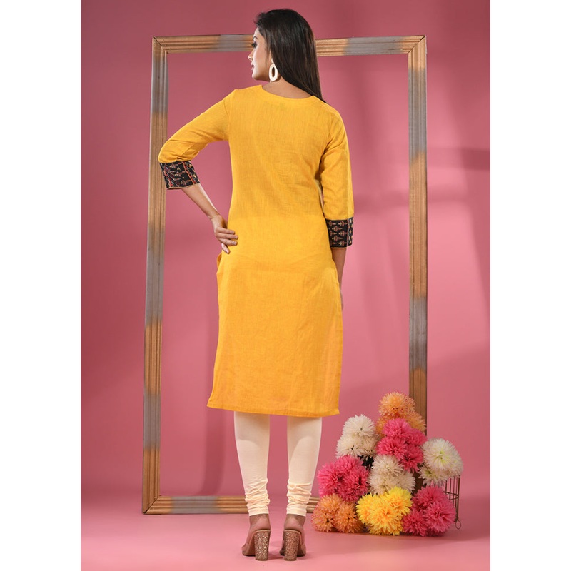 Yellow Readymade Cotton Kurti - JD986583358