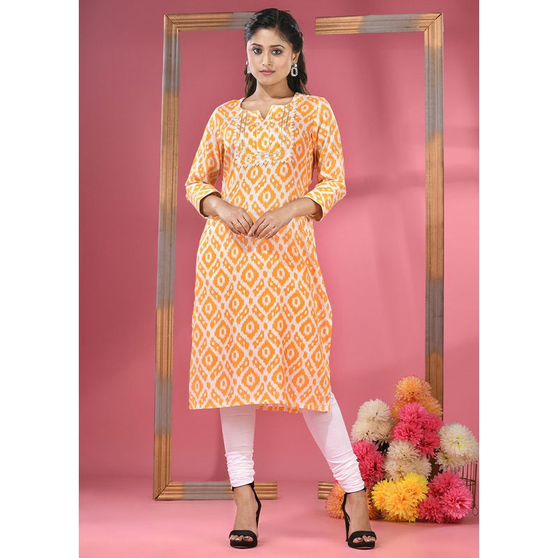 Yellow Readymade Cotton Kurti - JD986583359