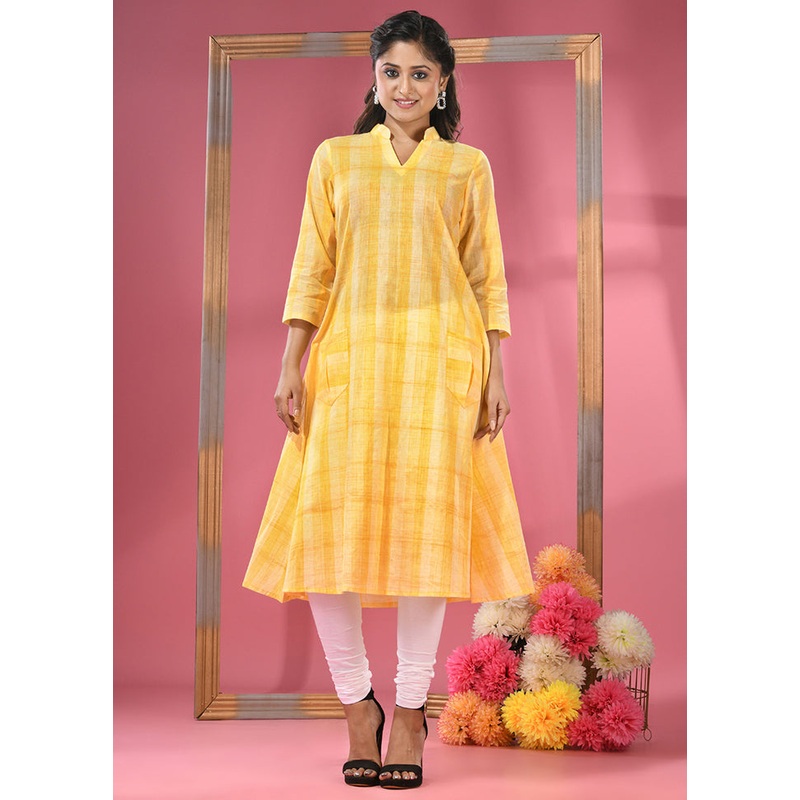 Yellow Readymade Cotton Kurti - JD986583360