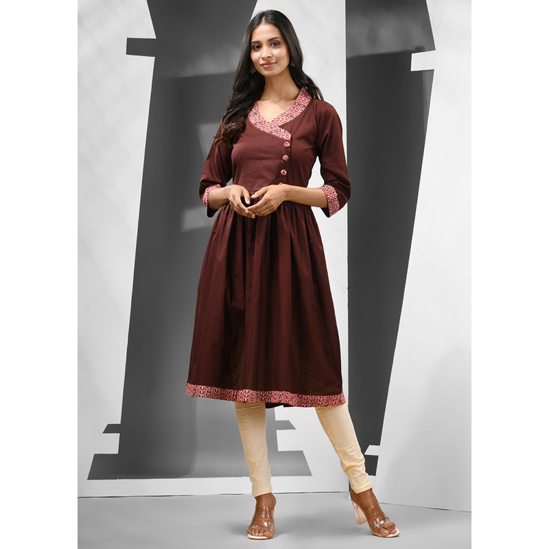 Brown Readymade Cotton Kurti - JD986583114