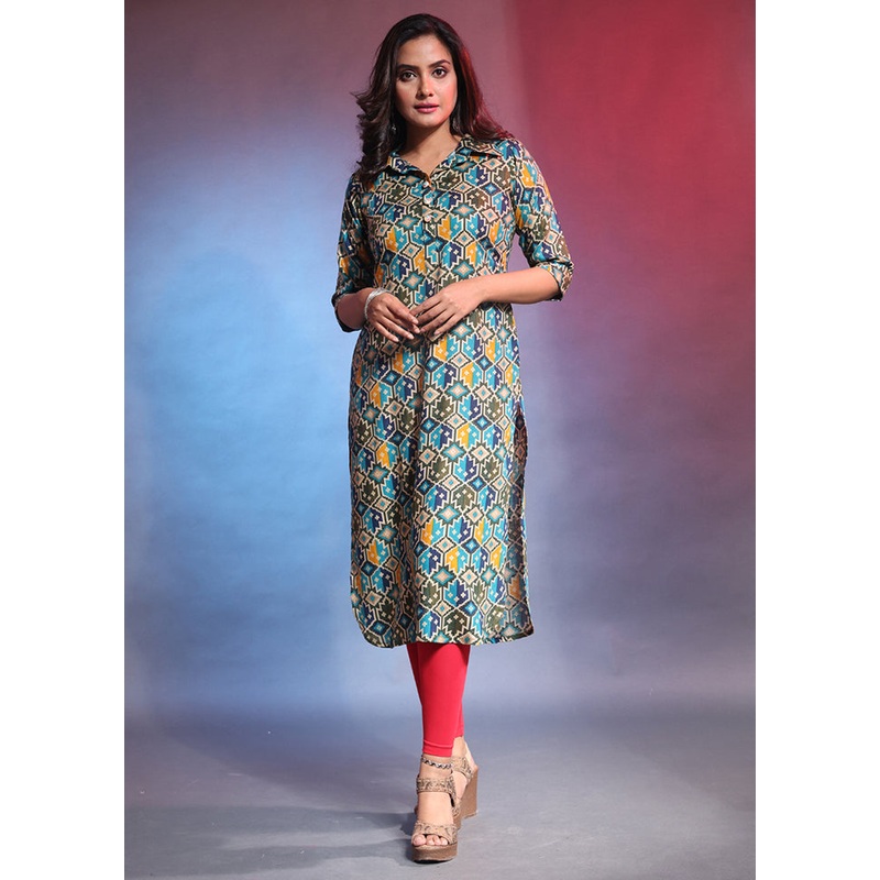 Green Readymade Rayon Kurti - JD986583110