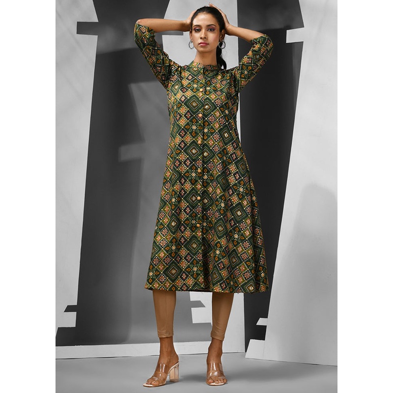 Green Readymade Rayon Kurti - JD986583111