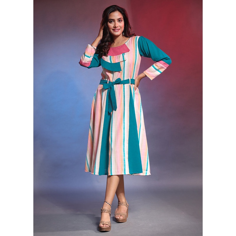 Multicolor Readymade Cotton Indian Dress - JD986583106