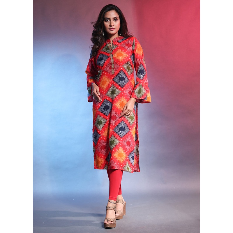 Multicolor Readymade Rayon Kurti - JD986583104