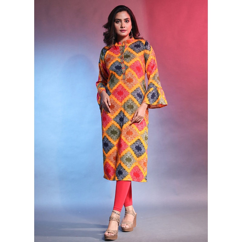Multicolor Readymade Rayon Kurti - JD986583105