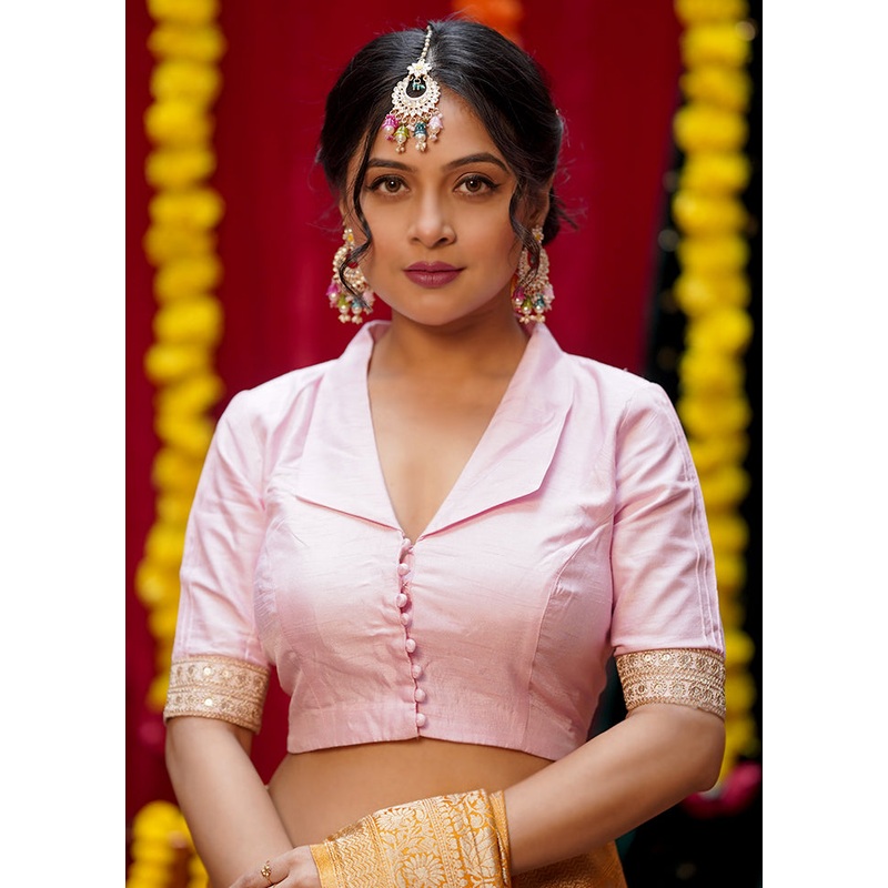 Pink Silk Designer Blouse - JD986583072