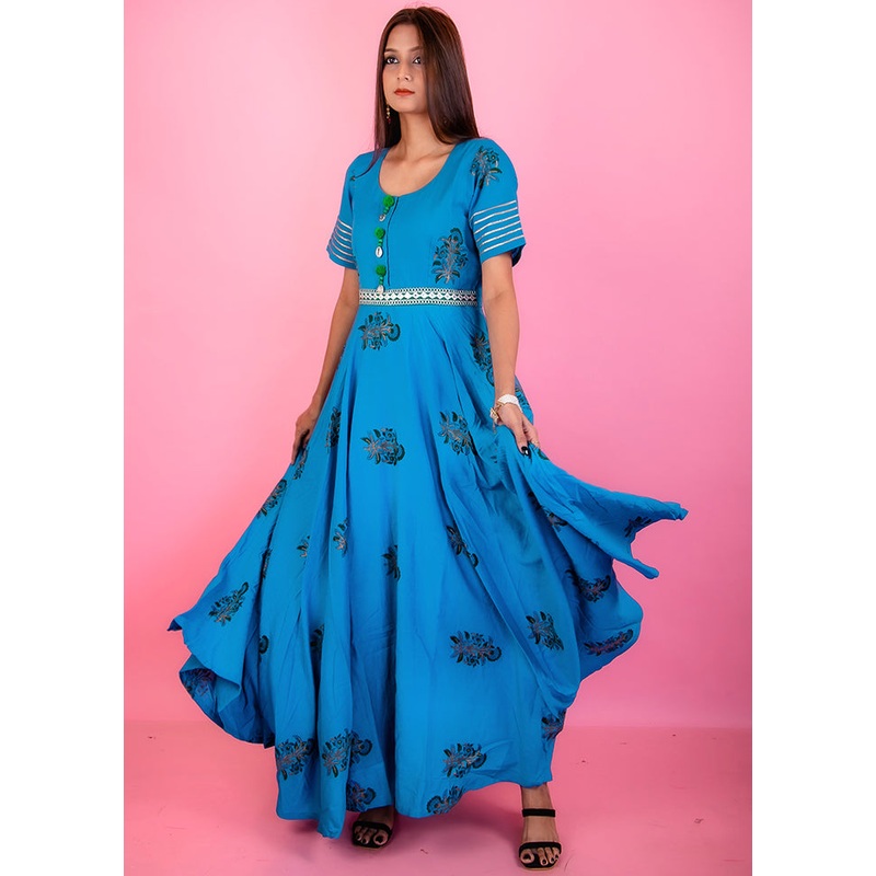 Red Readymade Cotton Indian Dress - JD986583137
