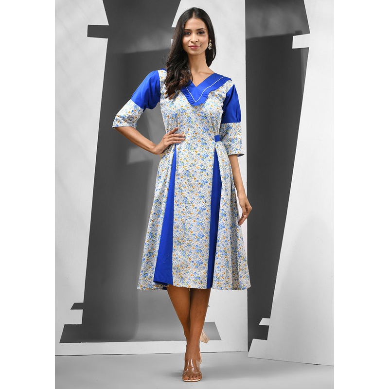 White Readymade Cotton Indian Dress - JD986583096