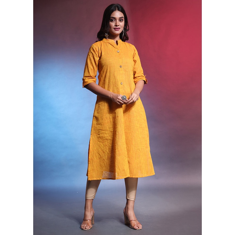 Yellow Readymade Cotton Kurti - JD986583091