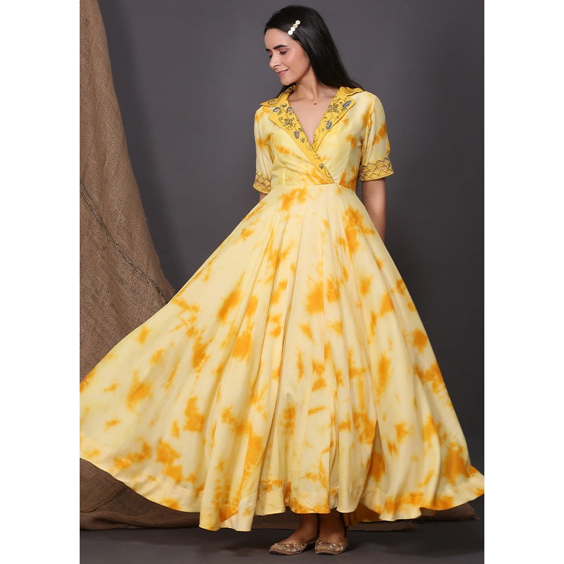 Yellow Readymade Polyester Indian Dress - JD986583135