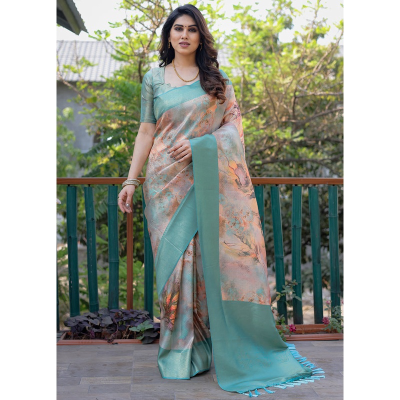 Multicolor Dupion Silk Saree With Blouse Piece - JD986582954