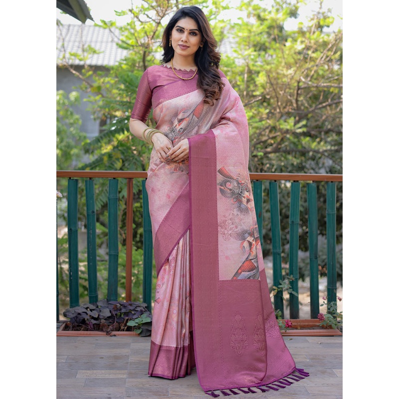 Multicolor Dupion Silk Saree With Blouse Piece - JD986582955