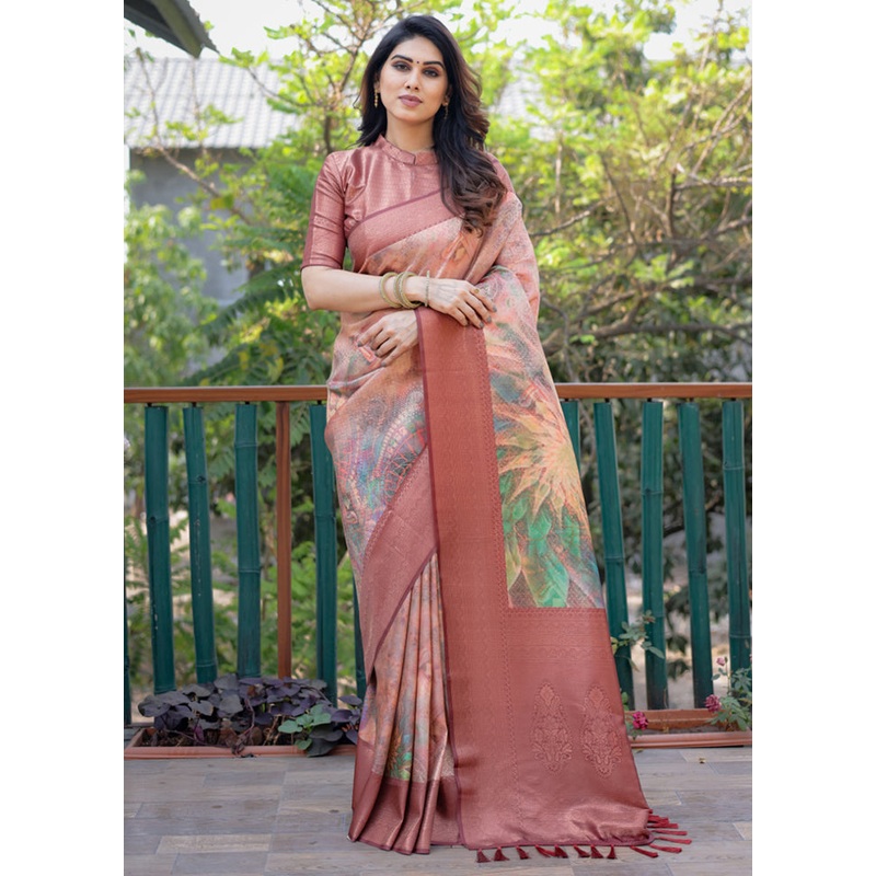 Multicolor Dupion Silk Saree With Blouse Piece - JD986582956
